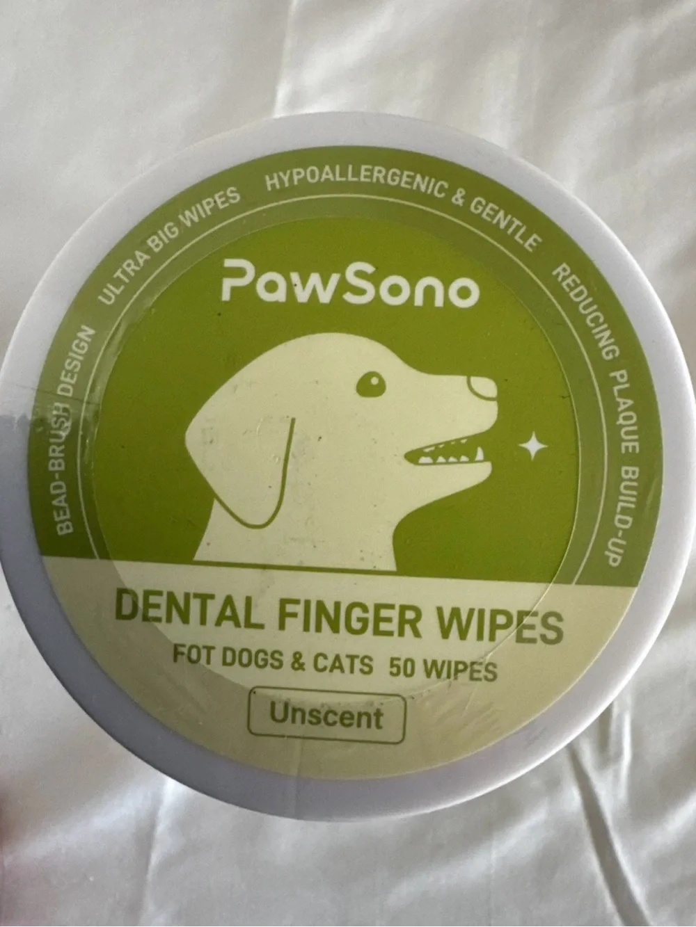 Pet Dental Finger Wipes - Unscented Green